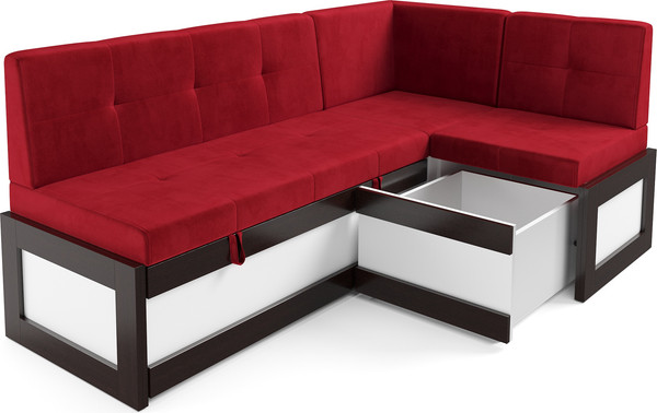 Изображение товара Уголок кухонный мягкий Mebel-Ars Нотис 211х82х135.5 см / M11-28-16 (кордрой красный)