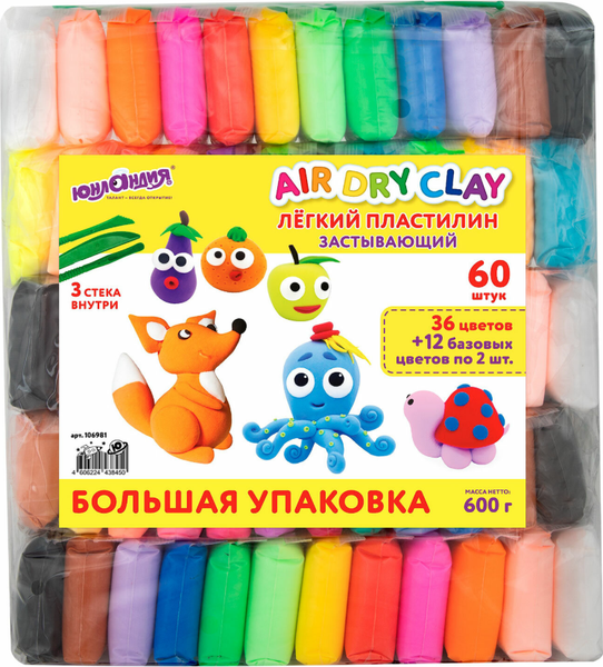 Изображение товара Пластилин легкий Юнландия 106981 (60шт)