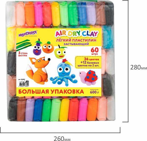 Изображение товара Пластилин легкий Юнландия 106981 (60шт)