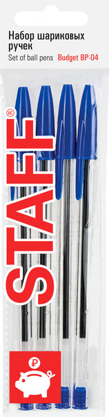 Изображение товара Набор шариковых ручек Staff 143873 (4шт, синий)