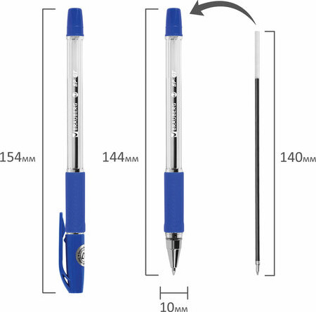 Изображение товара Набор шариковых ручек Brauberg 144008 (10шт, синий)