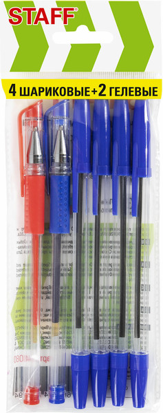 Изображение товара Набор шариковых ручек Staff С 2-мя гелевыми ручками / 144080 (6шт, ассорти)