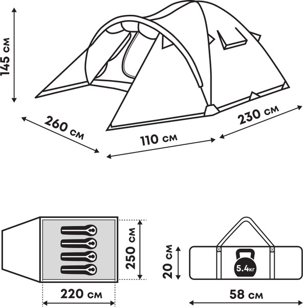 Изображение товара Палатка RSP Outdoor Deep 4 / T-DE-4-B (синий)