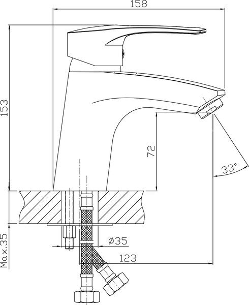 Изображение товара Умывальник со смесителем Lauter 21344 + Spray 21CK308C с сифоном 21635CH (хром)