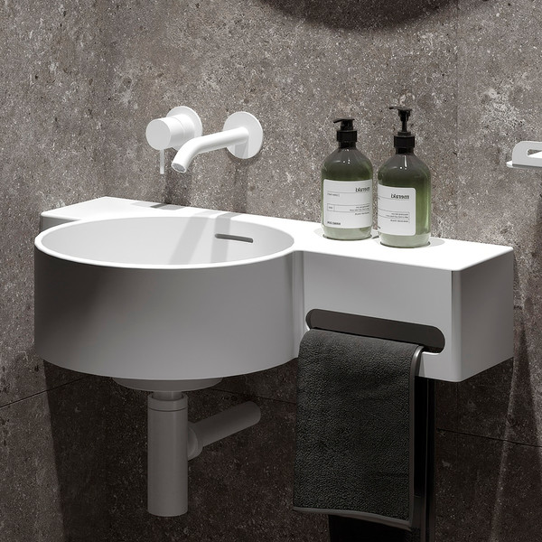 Изображение товара Умывальник Belux Аврора 550 L (18, белый матовый/Solid Surface)