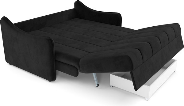 Изображение товара Диван Mebel-Ars аккордеон Давос НПБ 120x200 см / M2-112-9 (велюр черный HB-178/17)