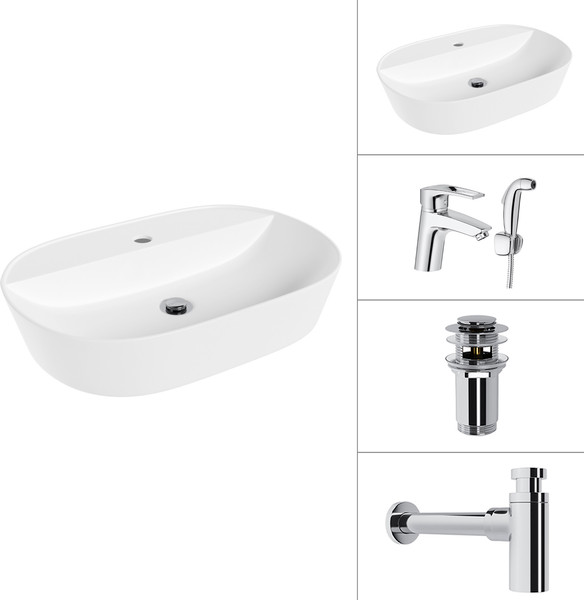 Изображение товара Умывальник со смесителем Lauter 21460-60 + Spray 21CK308C + сифон 21635CH +донный клапан 21190CH (хром)