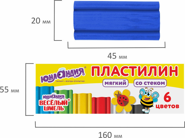 Изображение товара Пластилин Юнландия Мягкий Веселый Шмель / 106671 (6цв)