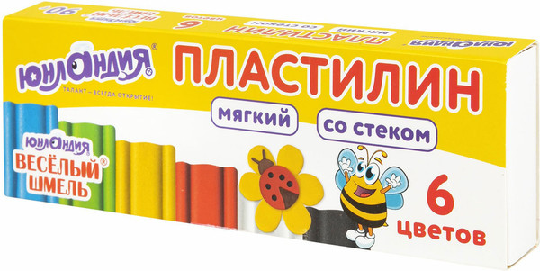 Изображение товара Пластилин Юнландия Мягкий Веселый Шмель / 106671 (6цв)