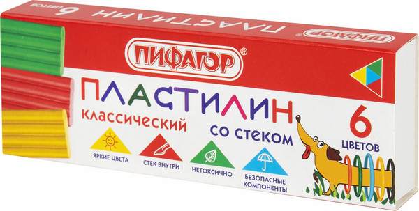 Изображение товара Пластилин Пифагор Классический Веселая такса / 106674 (6цв)