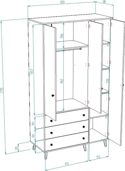 Изображение товара Шкаф Премиум Рико 1200 (белый/дуб сонома)