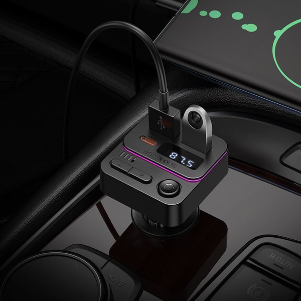 Изображение товара FM-модулятор Borofone BC60 + автомобильное ЗУ (черный)