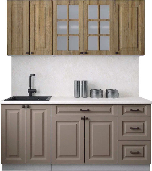 Изображение товара Кухонный гарнитур Интерлиния Мила Деко 1.8А (луна/дуб вотан/опал светлый)