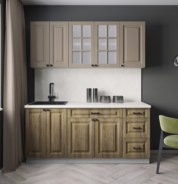 Изображение товара Кухонный гарнитур Интерлиния Мила Деко 1.8А (дуб вотан/луна/опал светлый)