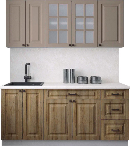 Изображение товара Кухонный гарнитур Интерлиния Мила Деко 1.8А (дуб вотан/луна/опал светлый)