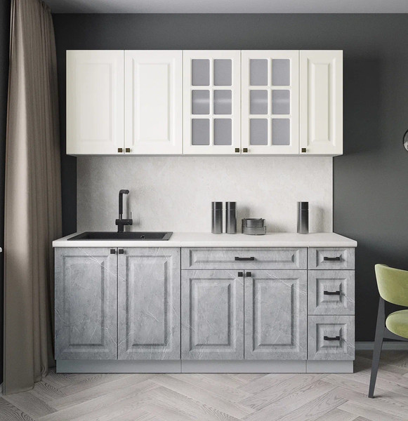 Изображение товара Кухонный гарнитур Интерлиния Мила Деко 1.9А (керамика/белый/опал светлый)