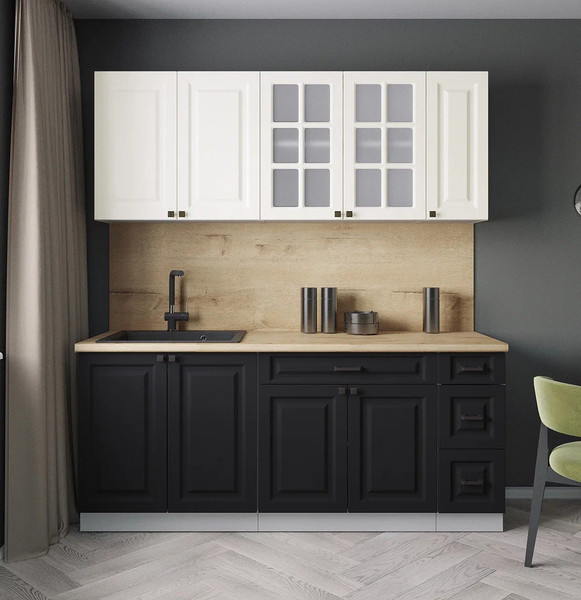 Изображение товара Кухонный гарнитур Интерлиния Мила Деко 1.9А (черный/белый/дуб бунратти)