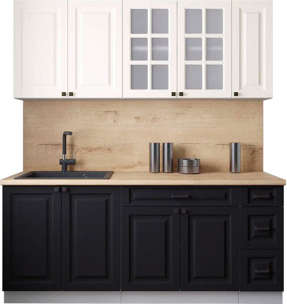 Изображение товара Кухонный гарнитур Интерлиния Мила Деко 1.9А (черный/белый/дуб бунратти)