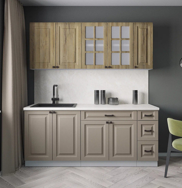 Изображение товара Кухонный гарнитур Интерлиния Мила Деко 1.9А (луна/дуб вотан/опал светлый)