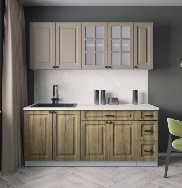 Изображение товара Кухонный гарнитур Интерлиния Мила Деко 1.9А (дуб вотан/луна/опал светлый)