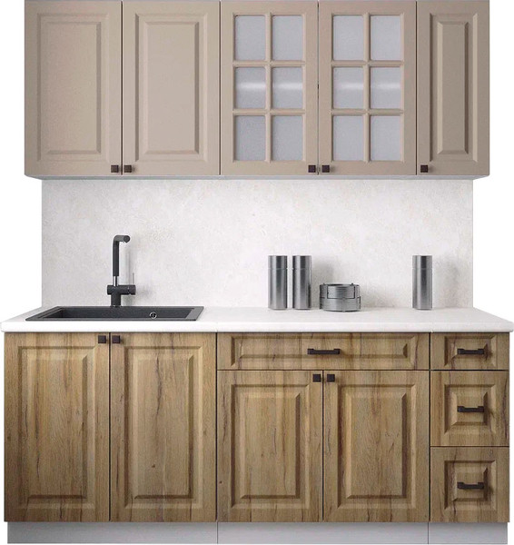 Изображение товара Кухонный гарнитур Интерлиния Мила Деко 1.9А (дуб вотан/луна/опал светлый)