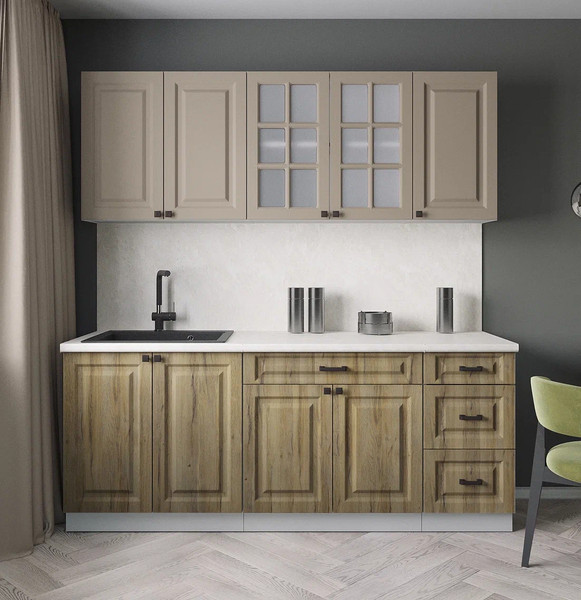 Изображение товара Кухонный гарнитур Интерлиния Мила Деко 2.0А (дуб вотан/луна/опал светлый)