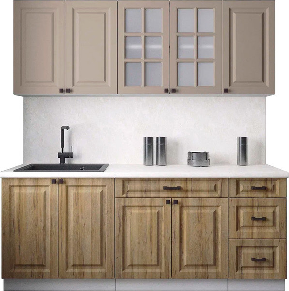 Изображение товара Кухонный гарнитур Интерлиния Мила Деко 2.0А (дуб вотан/луна/опал светлый)