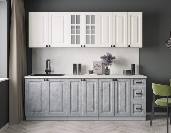 Изображение товара Кухонный гарнитур Интерлиния Мила Деко 2.3А (керамика/белый/опал светлый)