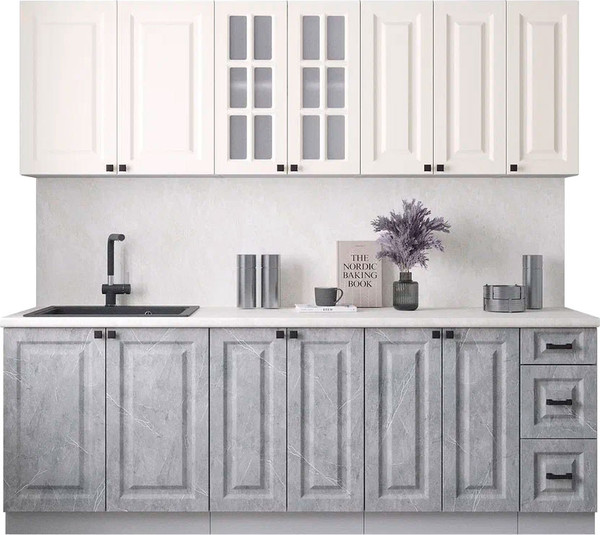 Изображение товара Кухонный гарнитур Интерлиния Мила Деко 2.3А (керамика/белый/опал светлый)