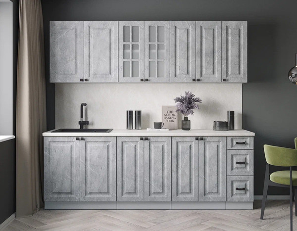 Изображение товара Кухонный гарнитур Интерлиния Мила Деко 2.3А (керамика/керамика/опал светлый)