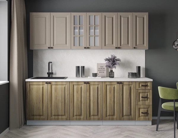 Изображение товара Кухонный гарнитур Интерлиния Мила Деко 2.3А (дуб вотан/луна/опал светлый)