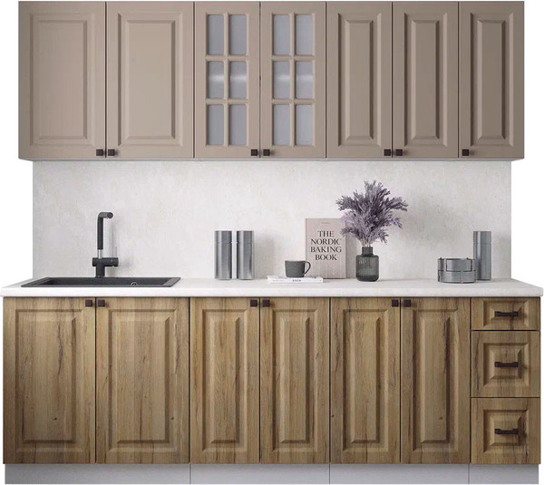 Изображение товара Кухонный гарнитур Интерлиния Мила Деко 2.3А (дуб вотан/луна/опал светлый)