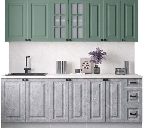 Изображение товара Кухонный гарнитур Интерлиния Мила Деко 2.3А (керамика/мята/опал светлый)