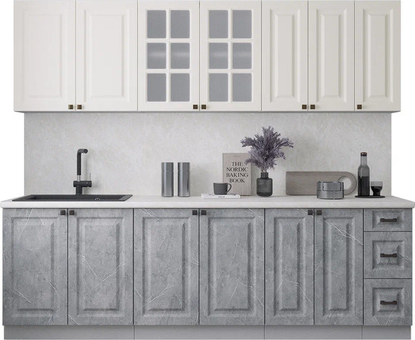 Изображение товара Кухонный гарнитур Интерлиния Мила Деко 2.5А (керамика/белый/опал светлый)