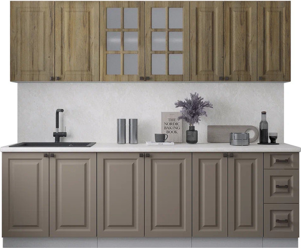 Изображение товара Кухонный гарнитур Интерлиния Мила Деко 2.5А (луна/дуб вотан/опал светлый)