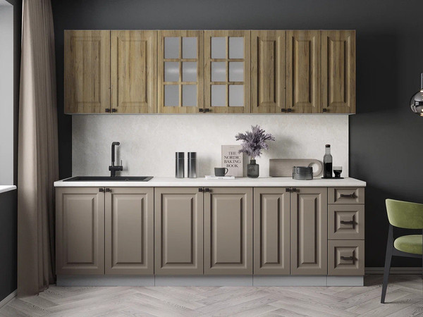 Изображение товара Кухонный гарнитур Интерлиния Мила Деко 2.5А (луна/дуб вотан/опал светлый)