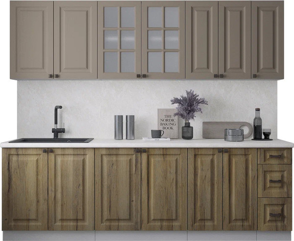 Изображение товара Кухонный гарнитур Интерлиния Мила Деко 2.5А (дуб вотан/луна/опал светлый)