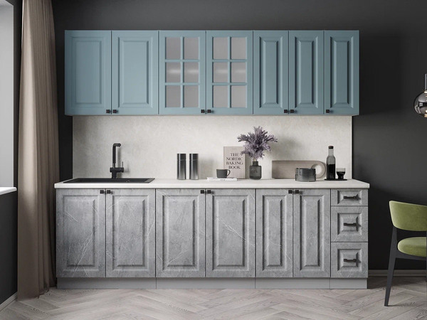 Изображение товара Кухонный гарнитур Интерлиния Мила Деко 2.5А (керамика/океан/опал светлый)