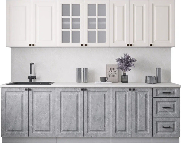 Изображение товара Кухонный гарнитур Интерлиния Мила Деко 2.6А (керамика/белый/опал светлый)