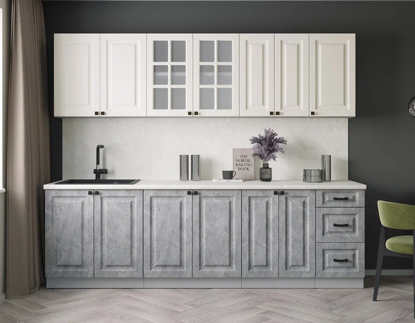 Изображение товара Кухонный гарнитур Интерлиния Мила Деко 2.6А (керамика/белый/опал светлый)