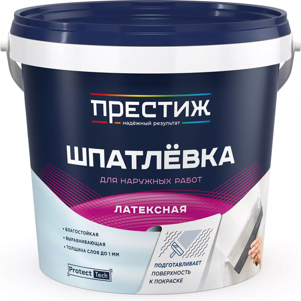 Изображение товара Шпатлевка ПРЕСТИЖ Водно-дисперсионная латексная (1.5кг, белый)