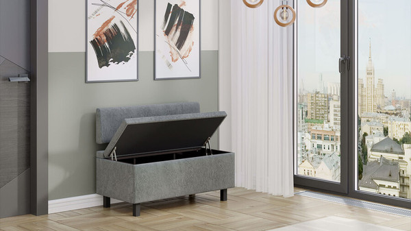 Изображение товара Скамья ТриЯ Брайтон прямая 100 (венге цаво/Wellmart Silver)