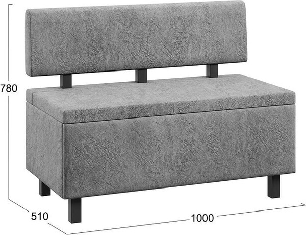 Изображение товара Скамья ТриЯ Брайтон прямая 100 (венге цаво/Wellmart Silver)