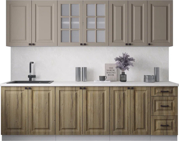 Изображение товара Кухонный гарнитур Интерлиния Мила Деко 2.6А (дуб вотан/луна/опал светлый)