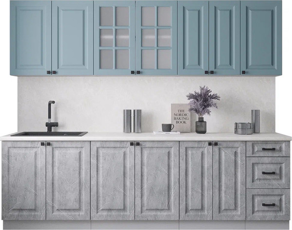 Изображение товара Кухонный гарнитур Интерлиния Мила Деко 2.6А (керамика/океан/опал светлый)