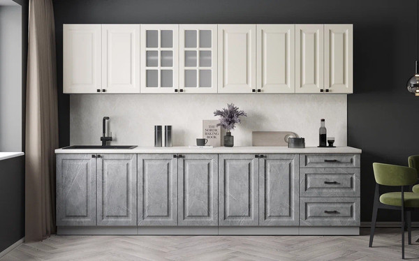 Изображение товара Кухонный гарнитур Интерлиния Мила Деко 3.0А (керамика/белый/опал светлый)