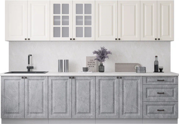 Изображение товара Кухонный гарнитур Интерлиния Мила Деко 3.0А (керамика/белый/опал светлый)