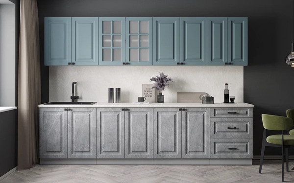 Изображение товара Кухонный гарнитур Интерлиния Мила Деко 3.0А (керамика/океан/опал светлый)