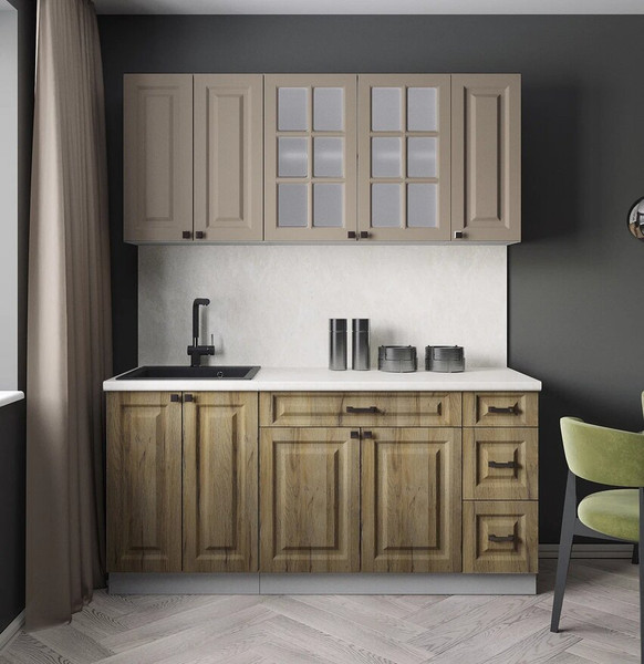 Изображение товара Кухонный гарнитур Интерлиния Мила Деко 1.7А (дуб вотан/луна/опал светлый)