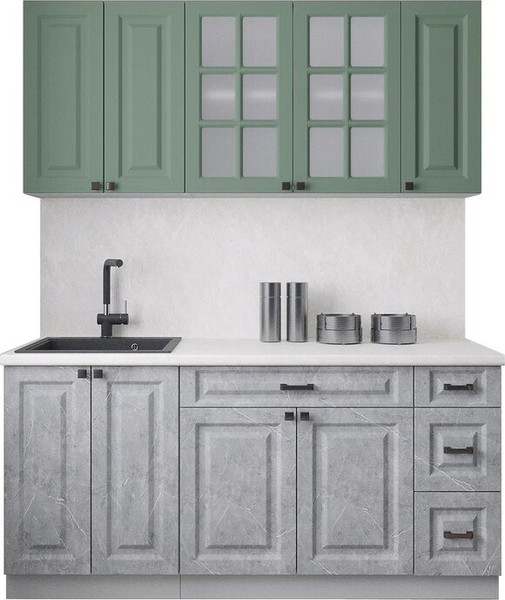 Изображение товара Кухонный гарнитур Интерлиния Мила Деко 1.7А (керамика/мята/опал светлый)